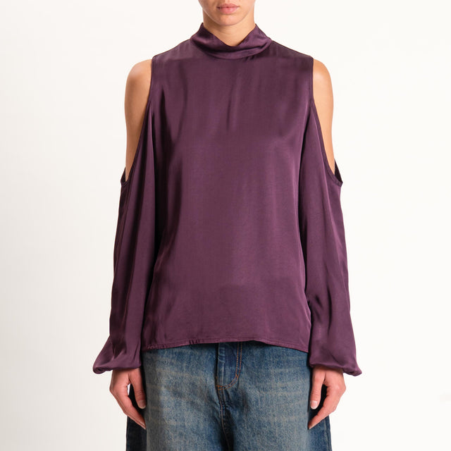 Motel-Blusa satin cut out - burgundy