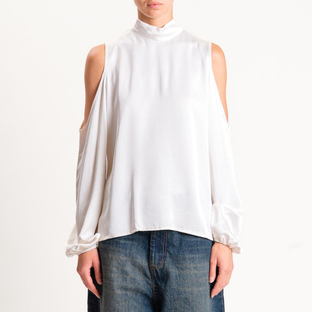 Motel-Blusa satin cut out - burro