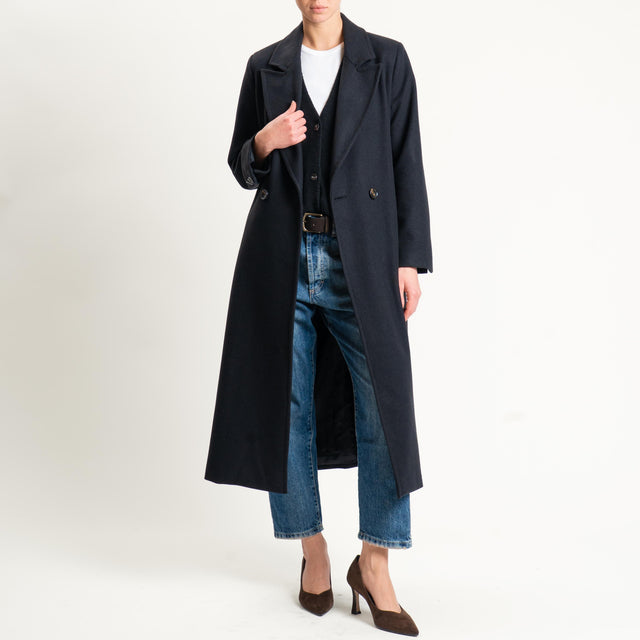 Motel-Cappotto misto lana doppiopetto - nero