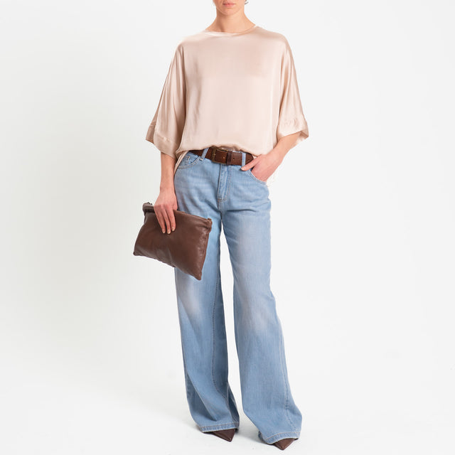 Motel-Blusa in satin manica scesa - rose