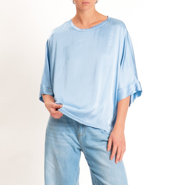 Motel-Blusa in satin manica scesa - polvere