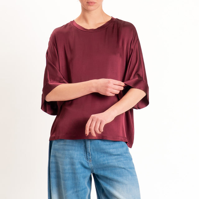 Motel-Blusa in satin manica scesa - vino