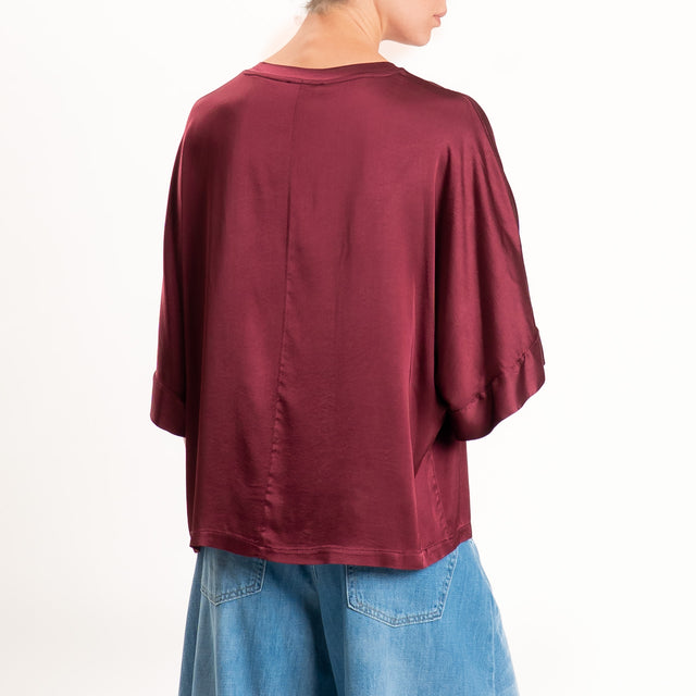 Motel-Blusa in satin manica scesa - vino