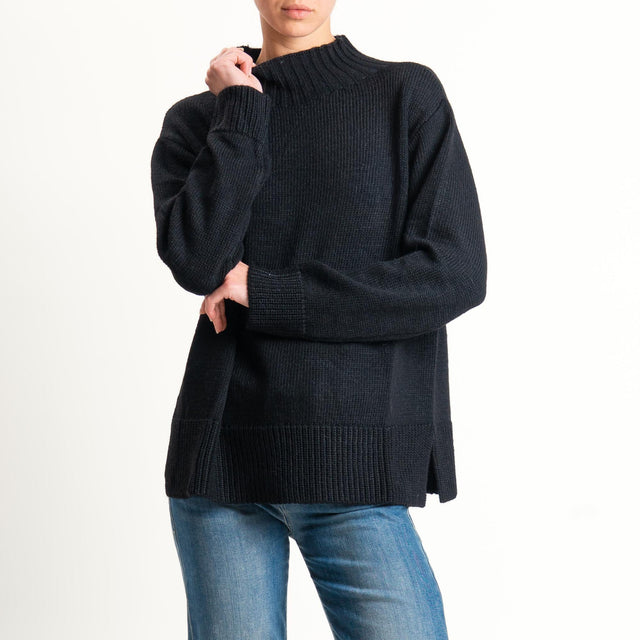 Motel-Maglia collo montato misto alpaca - nero