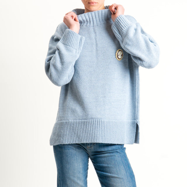 Motel-Maglia collo montato misto alpaca con spilla - polvere