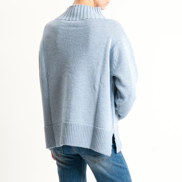 Motel-Maglia collo montato misto alpaca con spilla - polvere