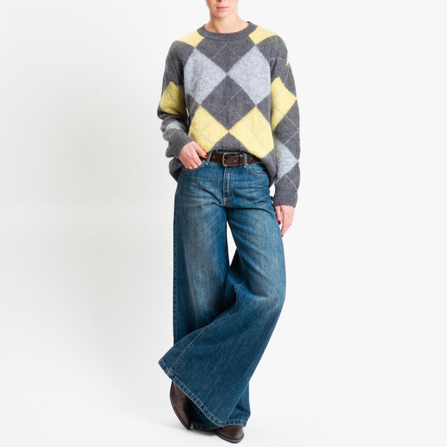 Motel-Maglia mohair rombi - antracite/lime/grigio