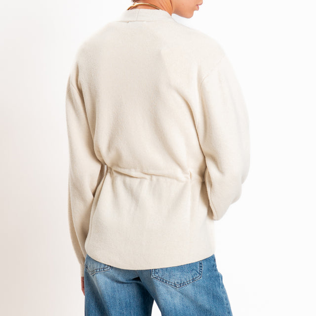 Motel-Cardigan misto cashmere con cintura - ecru'