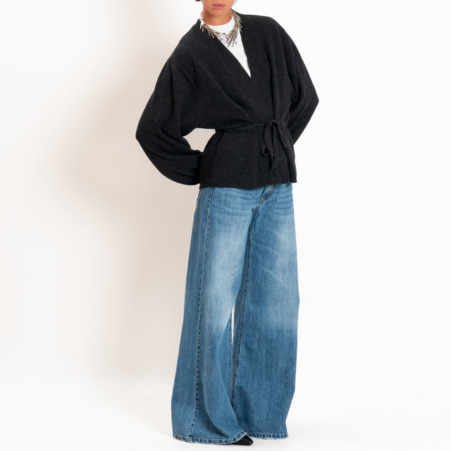 Motel-Cardigan misto cashmere con cintura - antracite