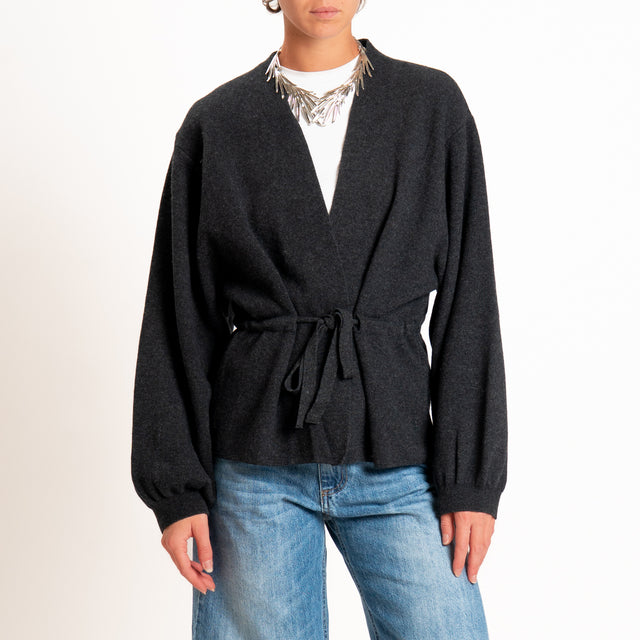 Motel-Cardigan misto cashmere con cintura - antracite