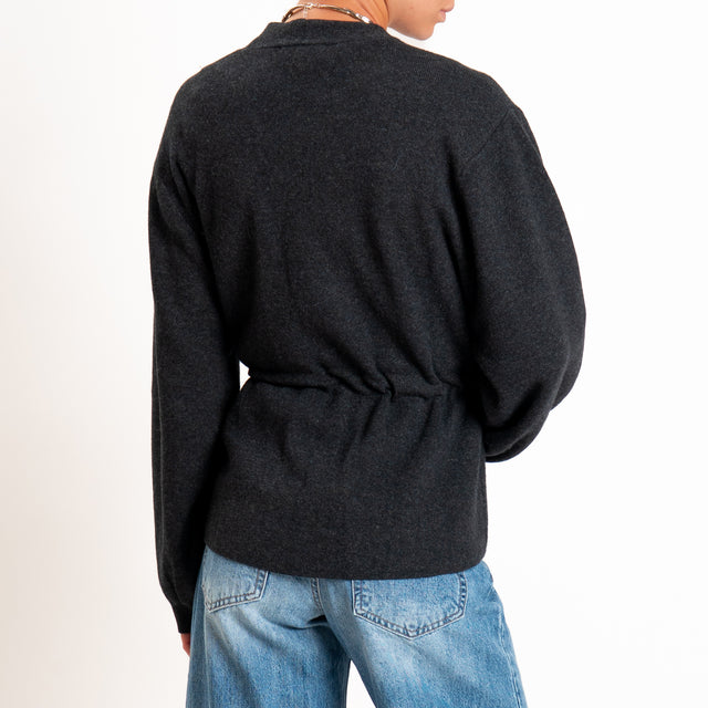 Motel-Cardigan misto cashmere con cintura - antracite