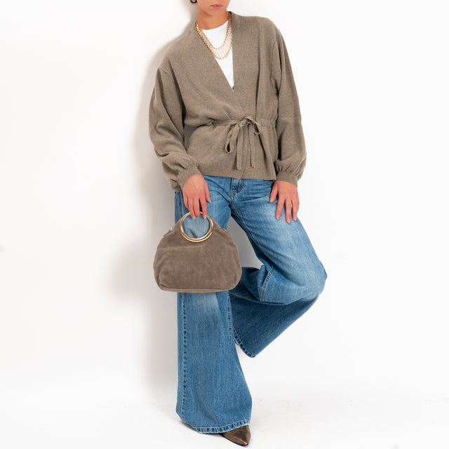Motel-Cardigan misto cashmere con cintura - taupe