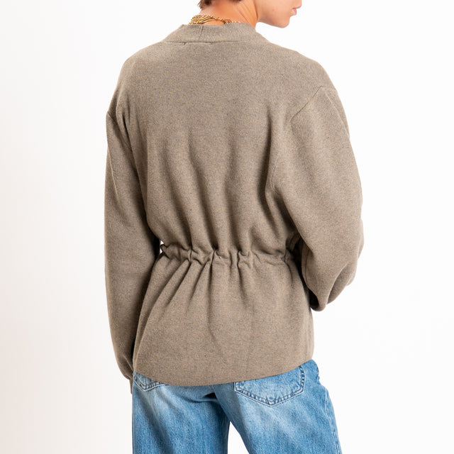 Motel-Cardigan misto cashmere con cintura - taupe