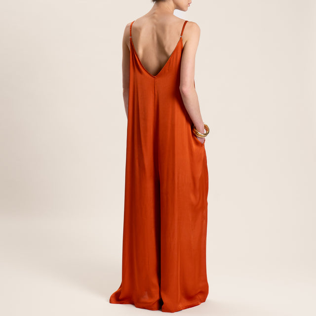 Motel-Tuta in satin bretelle regolabili - rust