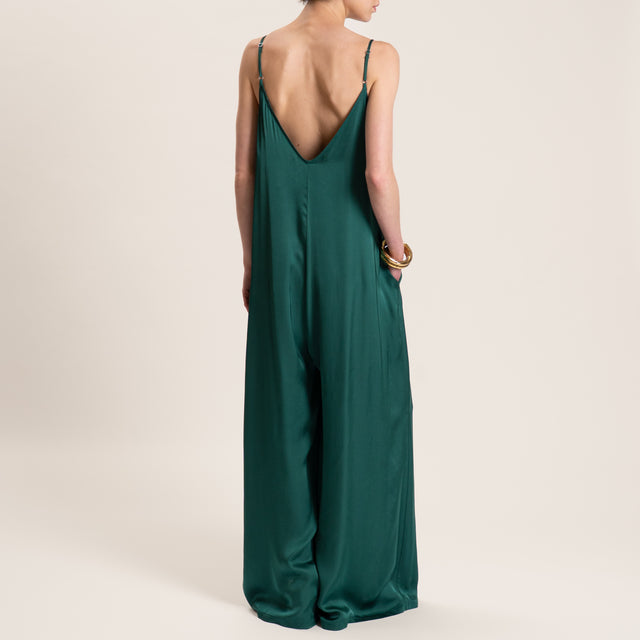 Motel-Tuta in satin bretelle regolabili - verde