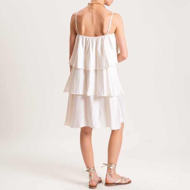 Motel-Abito in satin con balze - burro