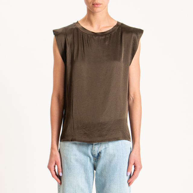 Motel-Blusa smanicata in satin - brunette