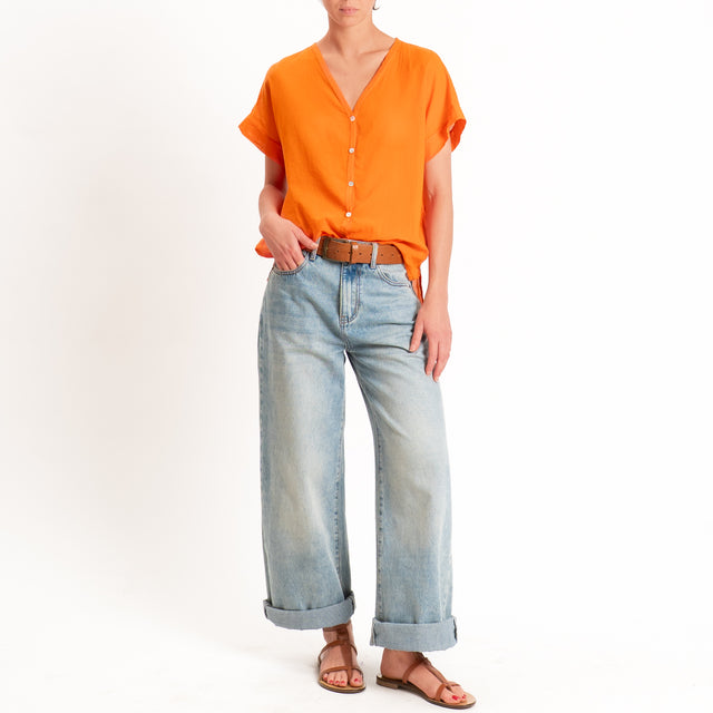 Motel-Camicia mussola smanicata - arancio