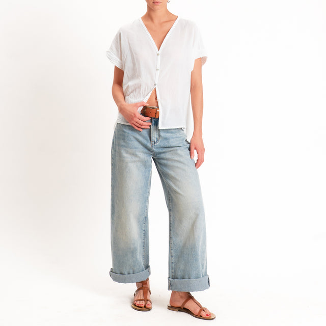 Motel-Camicia mussola smanicata - latte