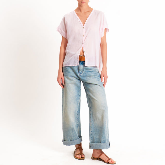 Motel-Camicia mussola smanicata - rosa