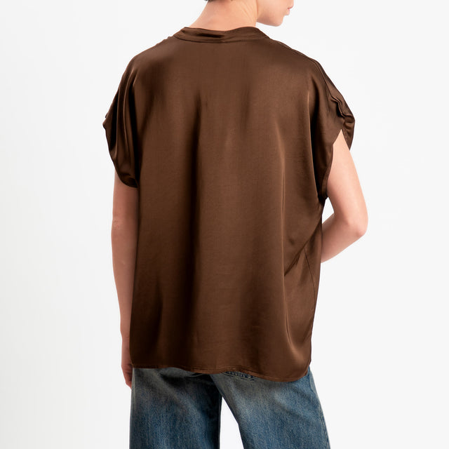 Motel-Blusa chester smanicata in satin - caffe'