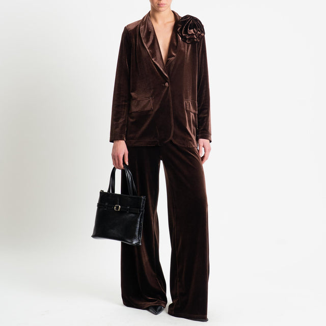Motel-Completo velluto ciniglia giacca e pantalone - moro