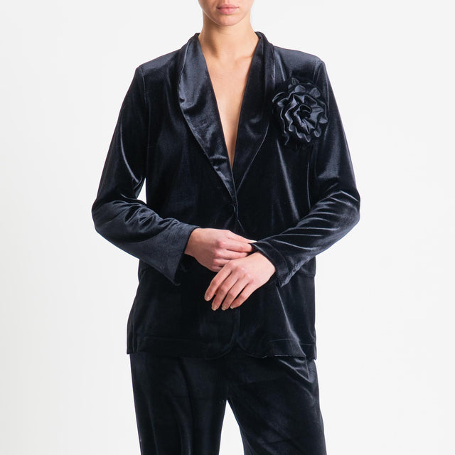Motel-Completo velluto ciniglia giacca e pantalone - nero