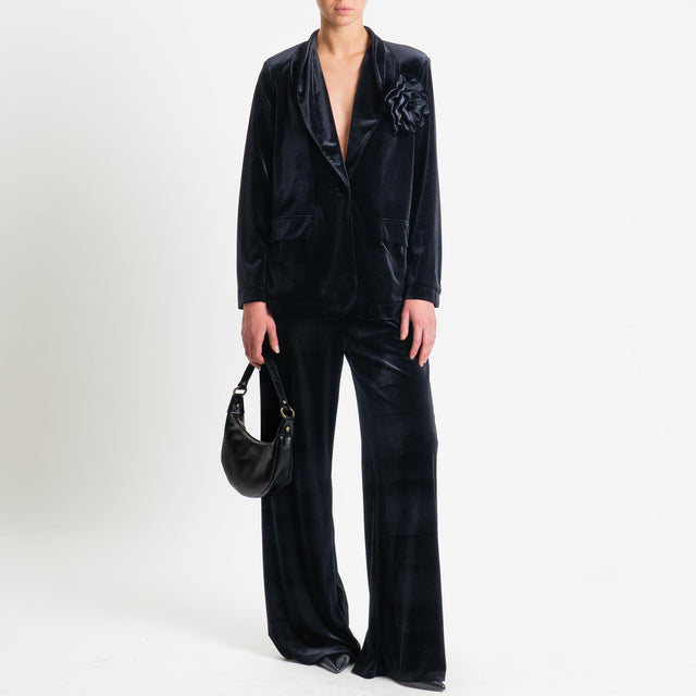 Motel-Completo velluto ciniglia giacca e pantalone - nero