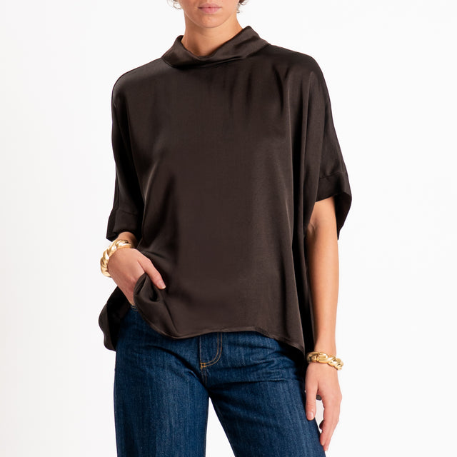 Motel-Blusa in satin oversize - moka