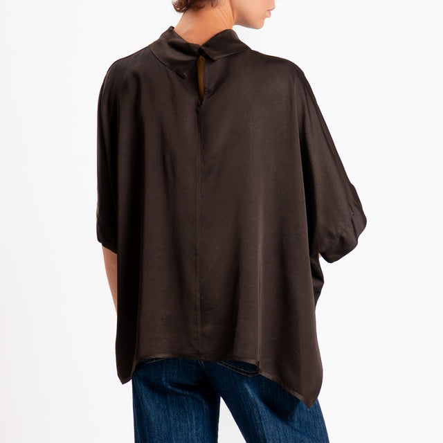 Motel-Blusa in satin oversize - moka