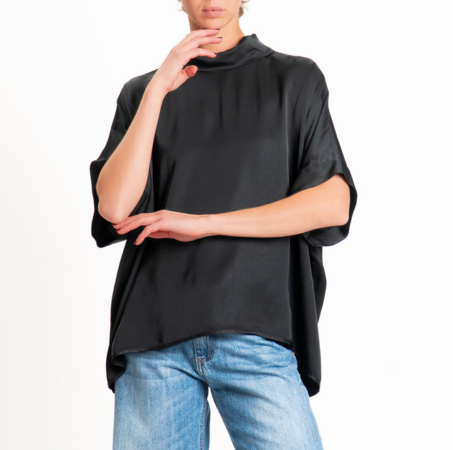 Motel - Oversized satin blouse - black
