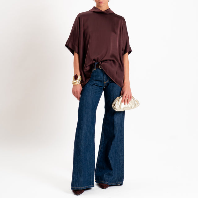 Motel-Blusa in satin oversize - burgundy