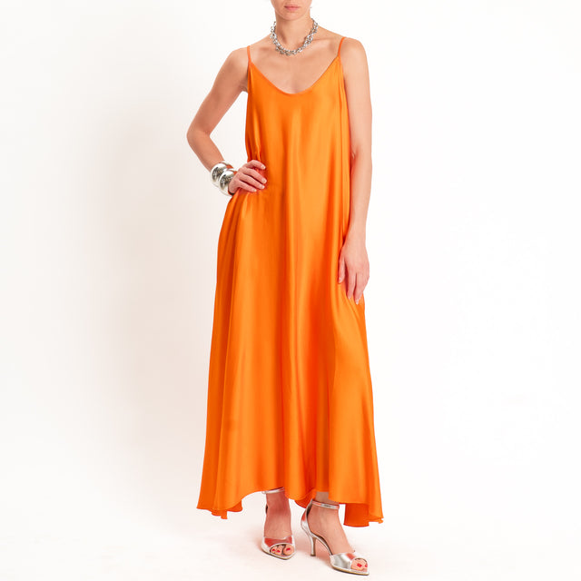 Motel-Abito in satin tasche laterali - arancio