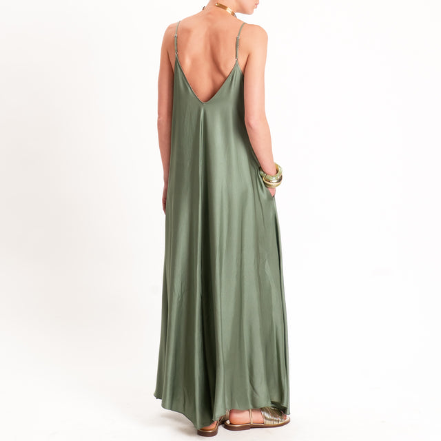 Motel-Abito in satin tasche laterali - militare