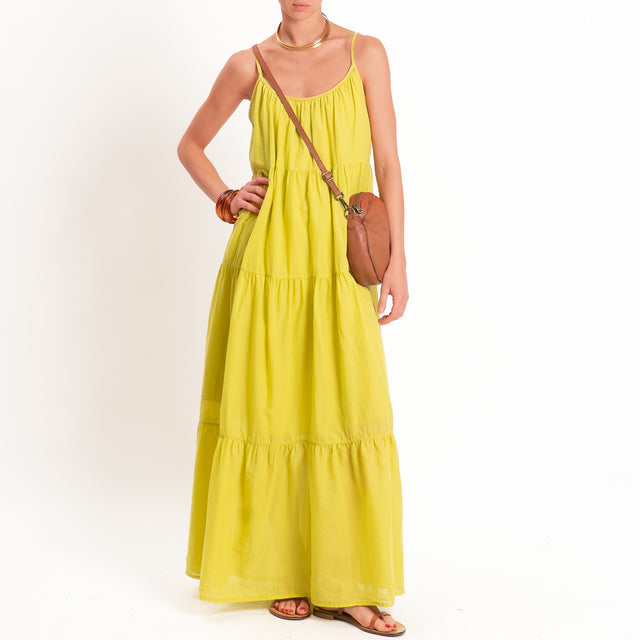 Motel-Abito mussola con balze - lime