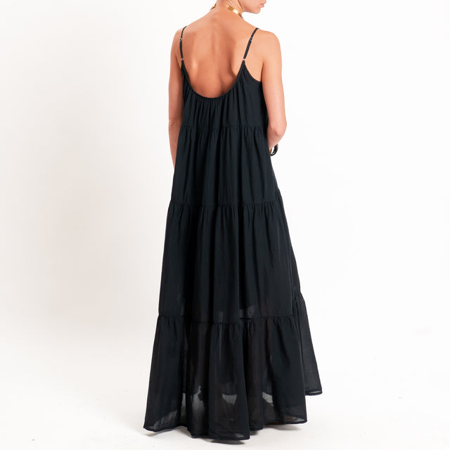 Motel-Abito mussola con balze - Nero