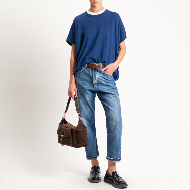 Motel-Maglia a scatola manica scesa - blu