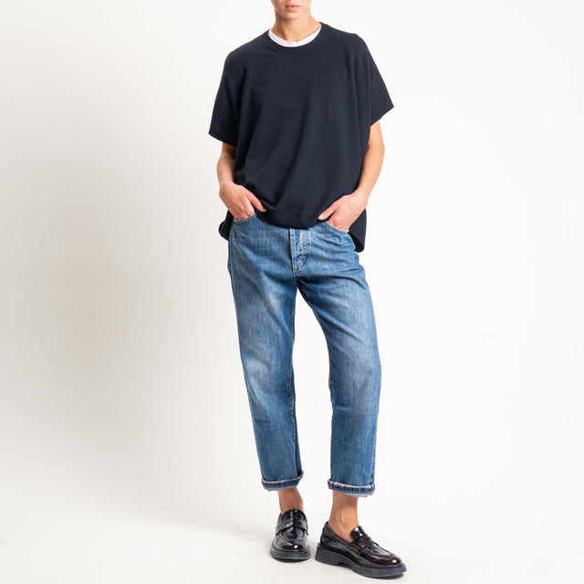Motel-Maglia a scatola manica scesa - nero