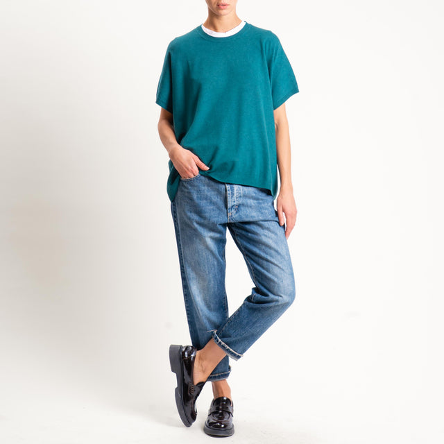 Motel-Maglia a scatola manica scesa - verde