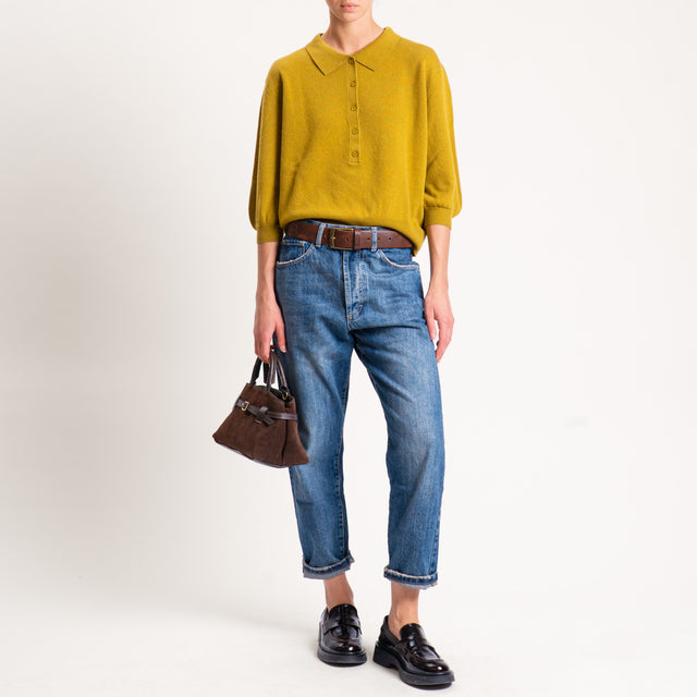 Motel-Maglia 100 % lana collo polo - olio