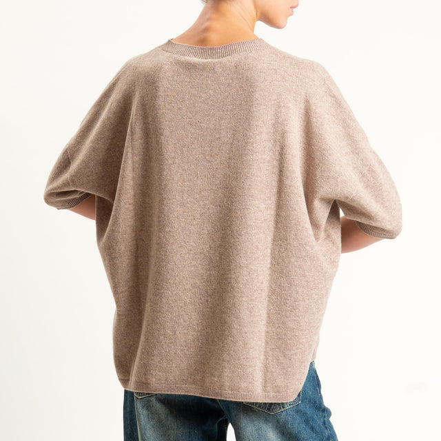 Motel-Maglia 100% LANA spacchi laterali - beige melange