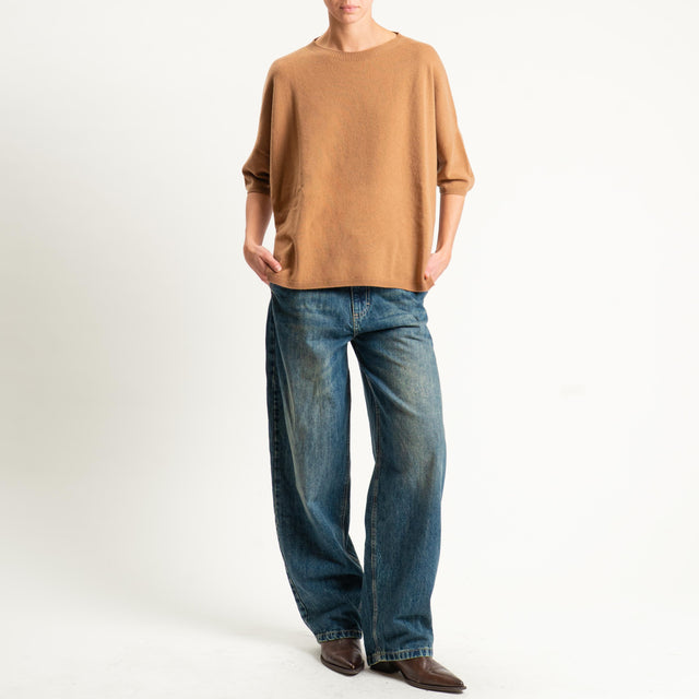 Motel-Maglia 100% LANA spacchi laterali - camel
