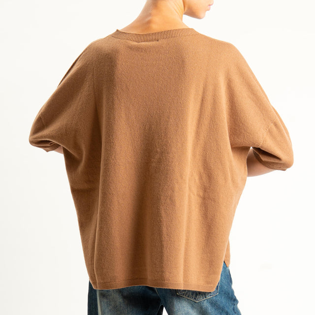 Motel-Maglia 100% LANA spacchi laterali - camel