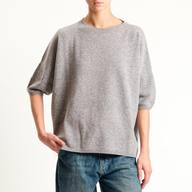 Motel-Maglia 100% LANA spacchi laterali - grigio melange