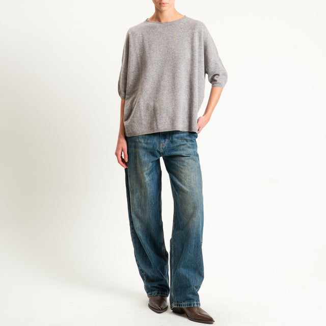 Motel-Maglia 100% LANA spacchi laterali - grigio melange