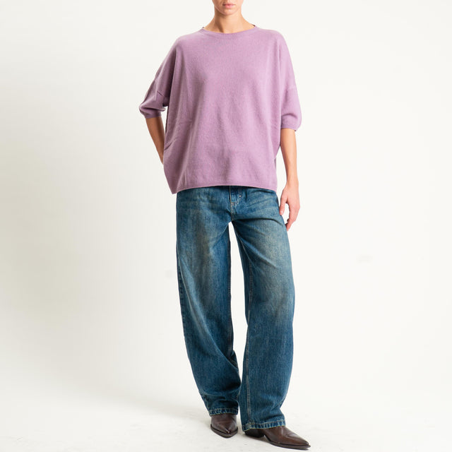 Motel-Maglia 100% LANA spacchi laterali - malva