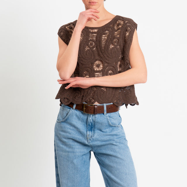 Motel-Top in crochet - cioccolato