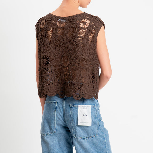 Motel-Top in crochet - cioccolato