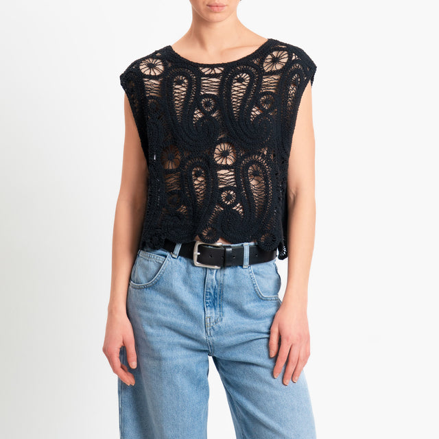 Motel-Top in crochet - nero