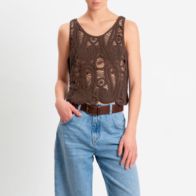 Motel-Top in crochet - cioccolato